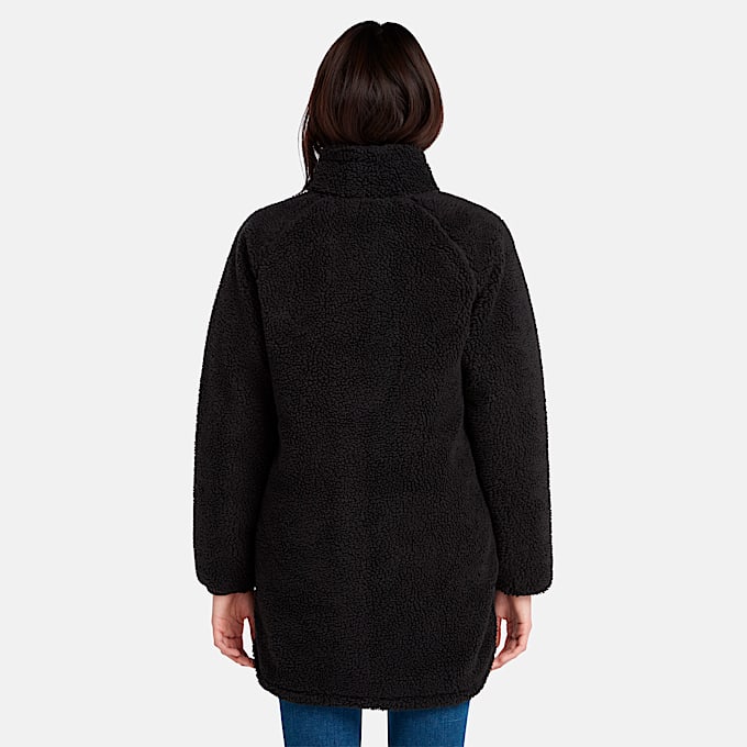 Womens Long Fleece Jacket TBL Black ALT9