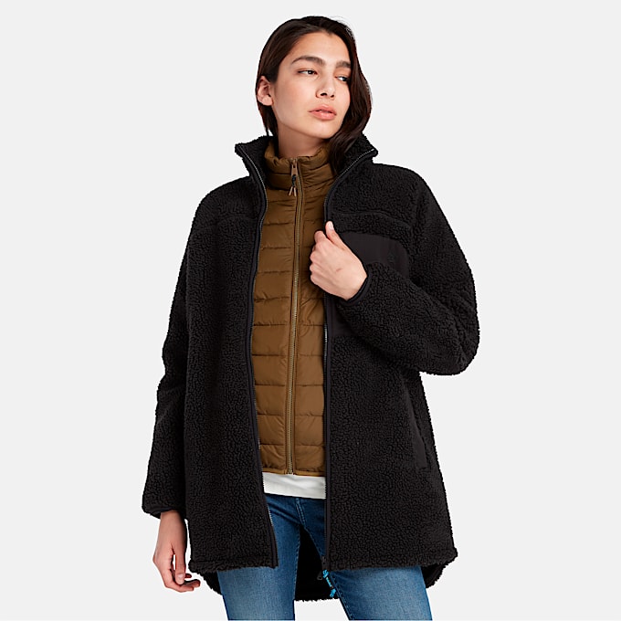 Womens Long Fleece Jacket TBL Black HERO