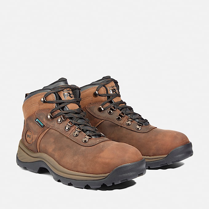 Mens Flume Work Steel Toe Waterproof Work Boot TBL Brown ALT4
