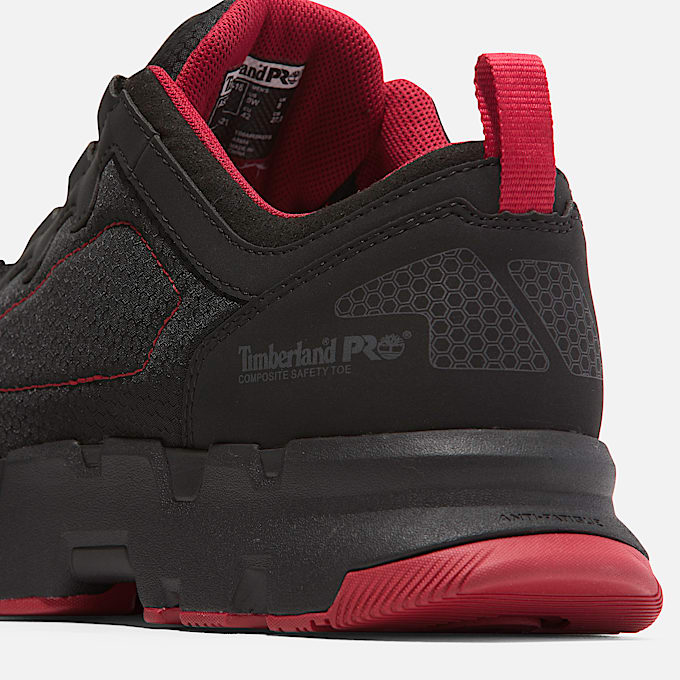 Mens Timberland PRO Powertrain EV CompToe Work Sneaker TBL BlackRed ALT7