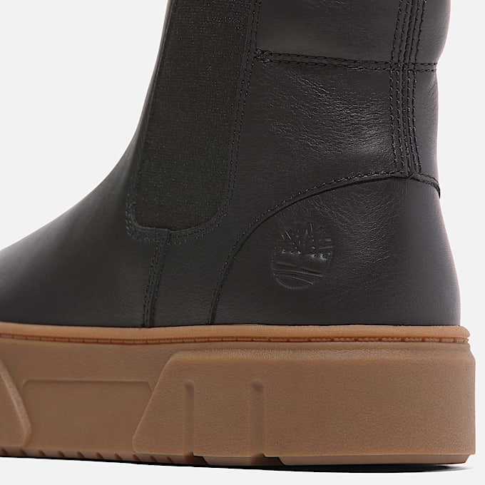 Sneaker Laurel Court Mid Pull On para mujer TBL Piel de grano entero Negro ALT7