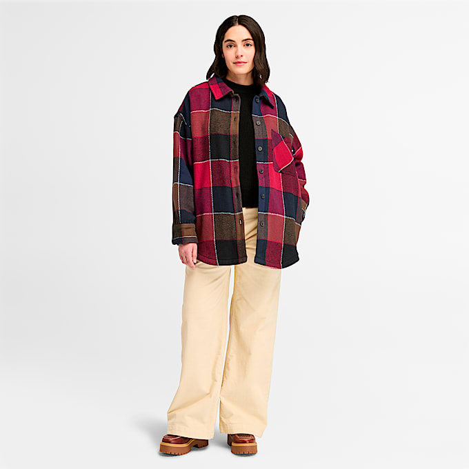 Womens Heavy Flannel Long Overshirt TBL Dark Navy ALT1