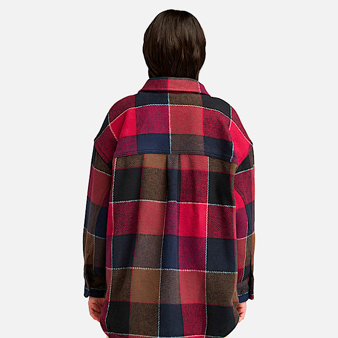 Womens Heavy Flannel Long Overshirt TBL Dark Navy ALT9