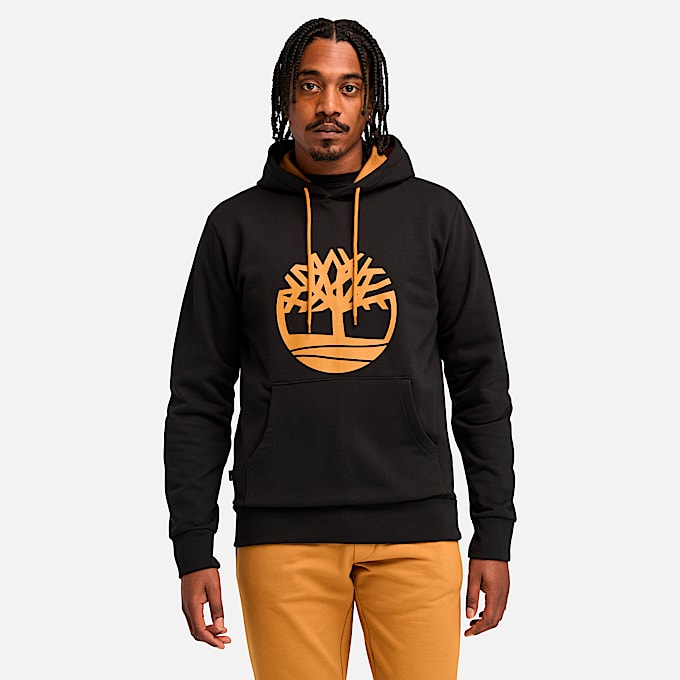 Mens Northwood Tree Logo Brushed Back Hoodie TBL Black HERO