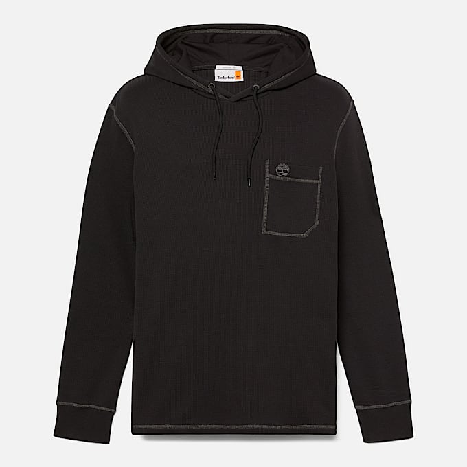 Mens Wharf River Waffle Hoodie TBL Black ALT10