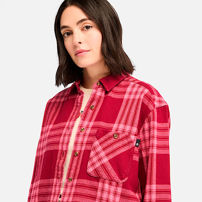 Womens Midweight Flannel Pocket Shirt TBL Beet Red ALT2