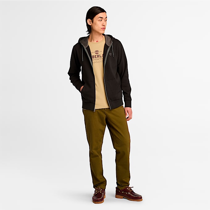 Haut  capuchon Oyster River  glissire et envers bross pour hommes TBL Noir ALT1