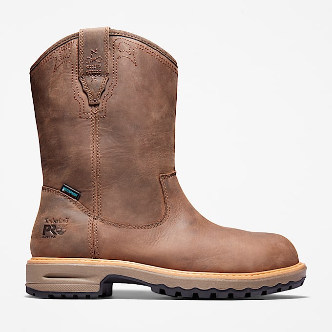 Womens Ashlar Pull On Alloy Toe Waterproof Work Boot TBL Turkish Coffee Brown HERO