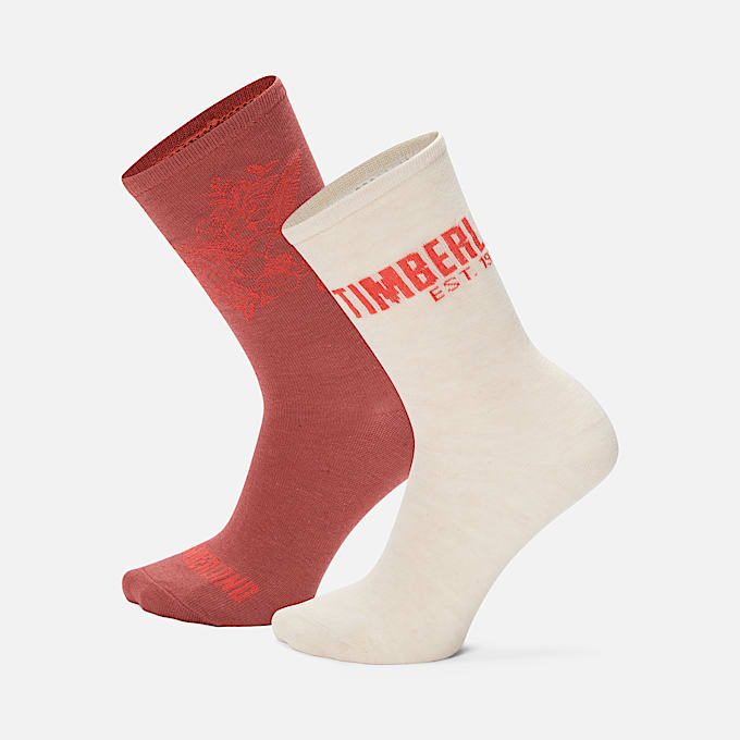 Womens 2Pack Timberland Floral Crew Sock TBL Apple Butter HERO