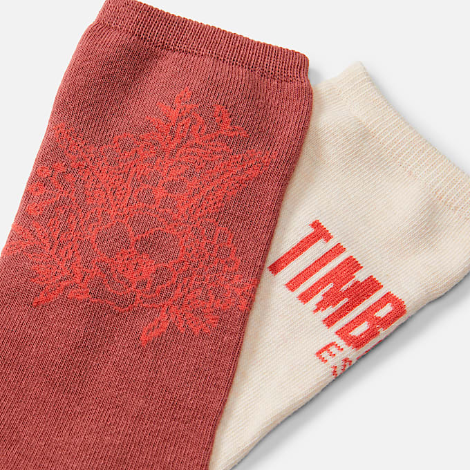 Womens 2Pack Timberland Floral Crew Sock TBL Apple Butter ALT1