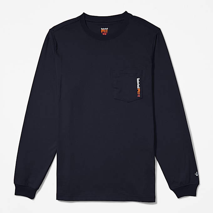 Mens Timberland PRO Cotton Core FlameResistant LongSleeve TShirt TBL Navy ALT5