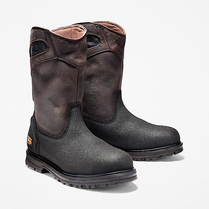 Mens PowerWelt Pull On Steel Toe Work Boot TBL Brown ALT4