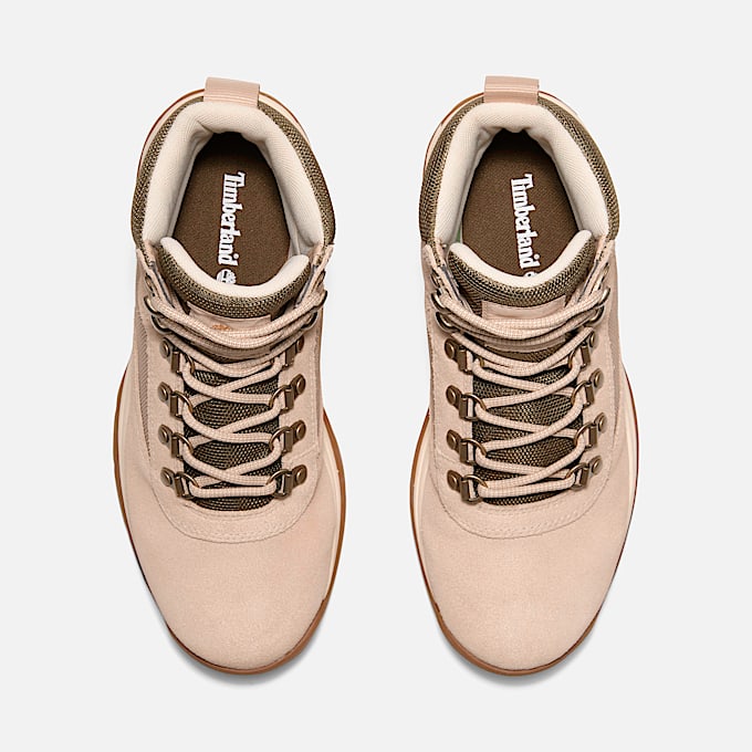 Womens White Ledge Mid Waterproof Hiking Boot TBL Light Beige Suede ALT2