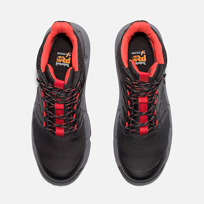 Mens Timberland PRO Morphix Outdoor 6 Waterproof CompToe Work Boot TBL BlackRed ALT2