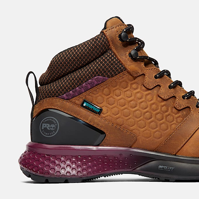 Womens Reaxion Composite Toe Waterproof Work Sneaker TBL BrownPurple ALT7