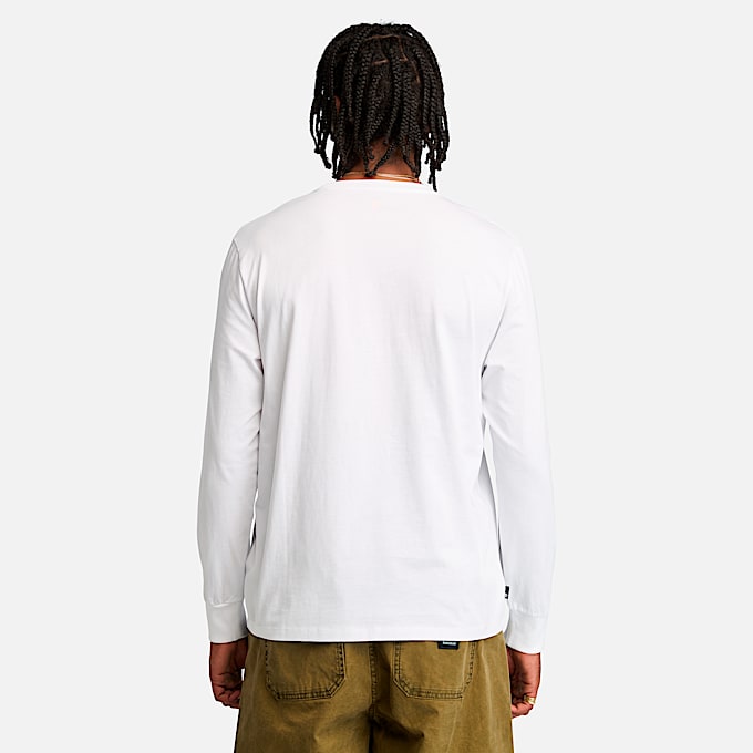 Mens Stack Logo Colored Long Sleeve TShirt TBL White ALT9