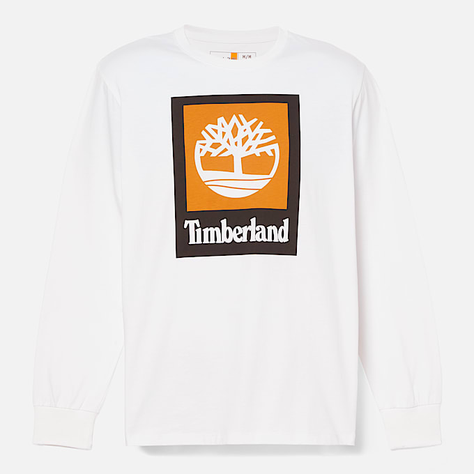 Mens Stack Logo Colored Long Sleeve TShirt TBL White ALT10