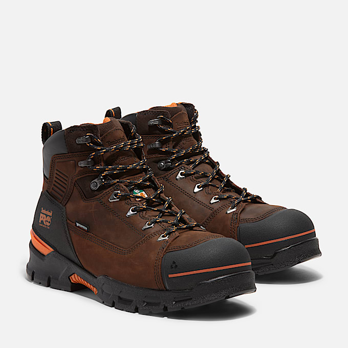 Mens Timberland PRO Endurance EV 6 Waterproof CompToe Work Boot TBL Walnut BrownOrange ALT4
