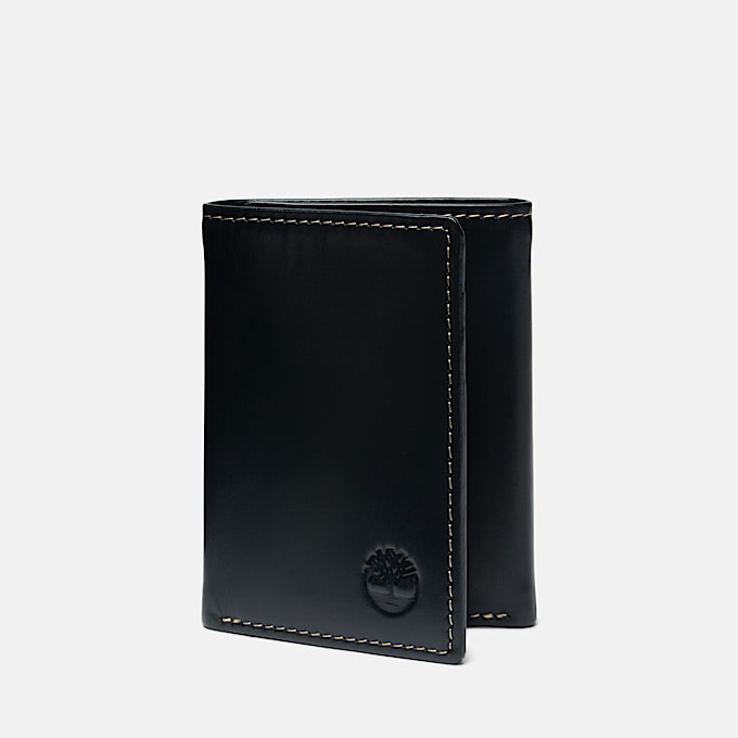 Mens Durham Leather Trifold Wallet TBL Black HERO