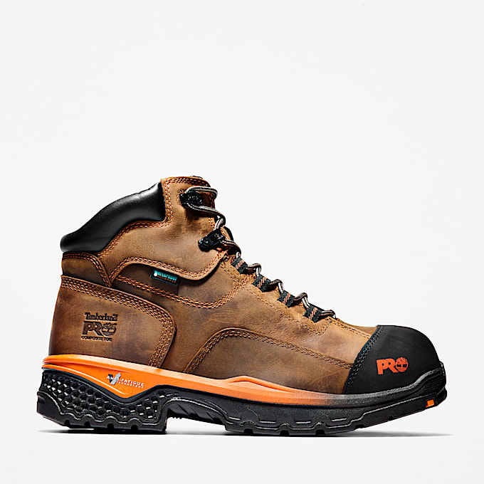 Mens Bosshog 6 Composite Toe Waterproof Work Boot TBL Brown LeatherOrange HERO