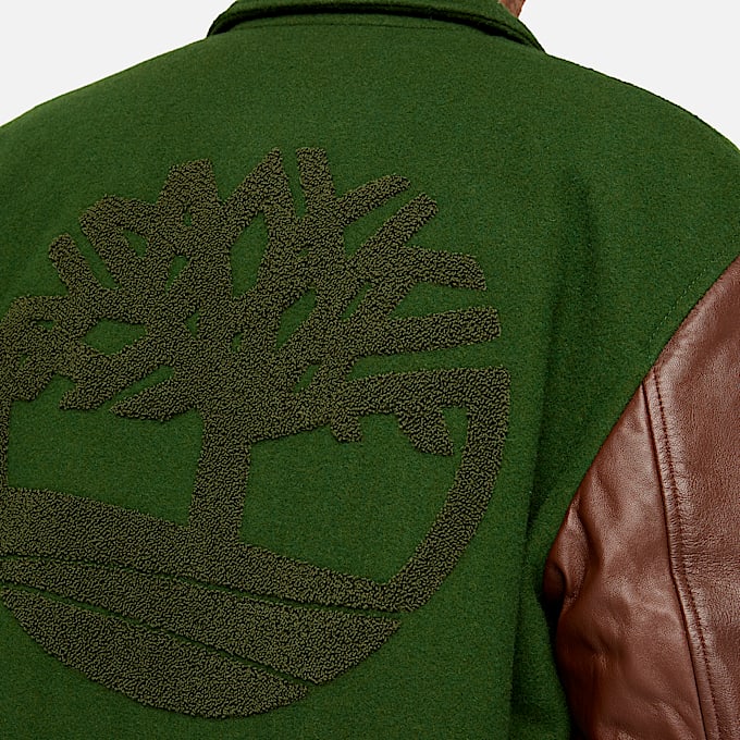 Manteau Letterman avec manches en cuir