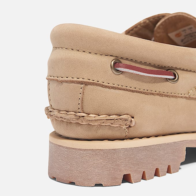 Womens Noreen 3Eye Lug Handsewn Boat Shoe TBL Beige Nubuck ALT7