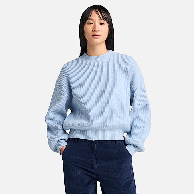 Womens Wool Blend Crew Sweater TBL Ice Blue HERO