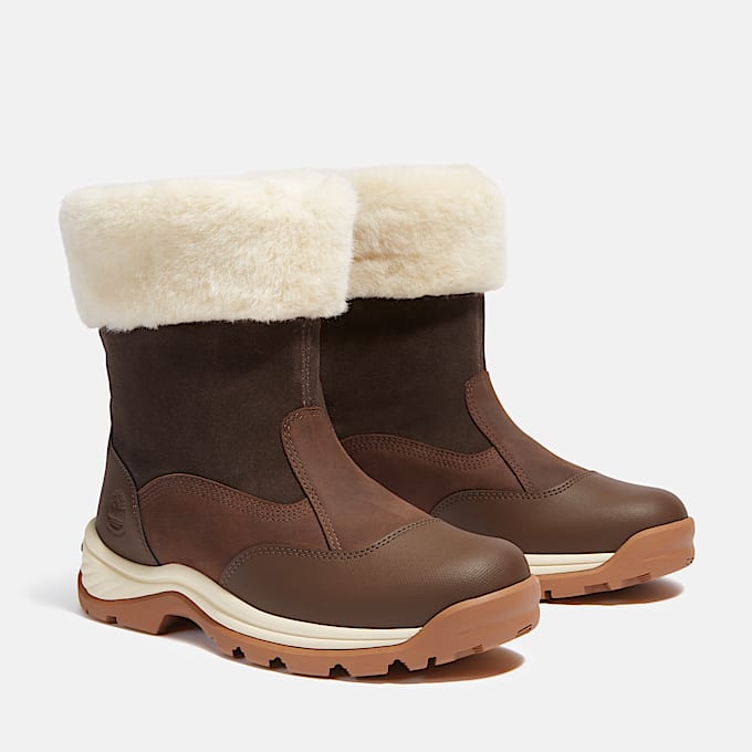 Womens White Ledge Mid Pull On Waterproof Snow Boot TBL Dark Brown FullGrain ALT4