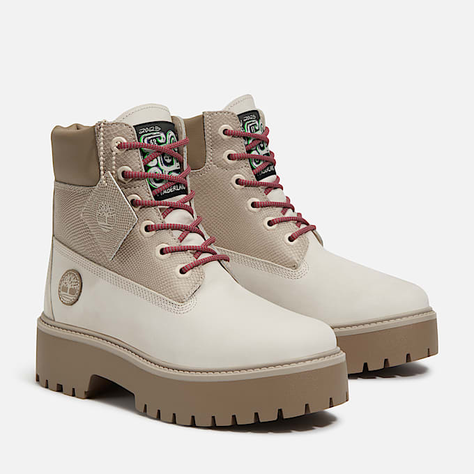 Womens Year of the Snake Stone Street 6Inch Waterproof Platform Boot TBL White Nubuck ALT4