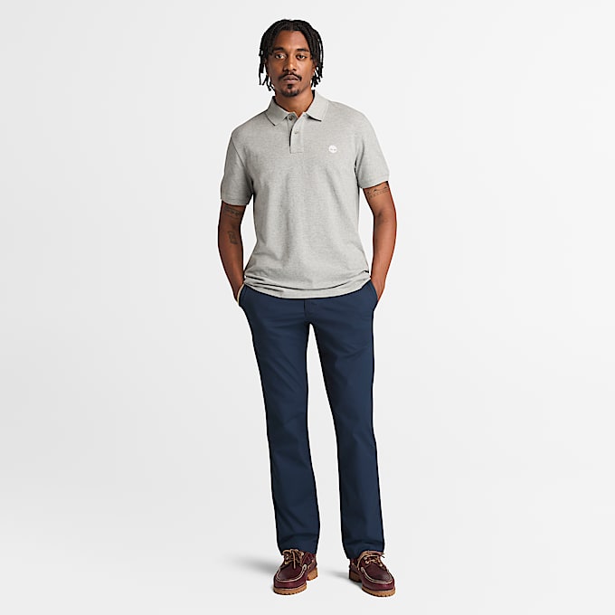 Mens Oyster River ShortSleeve Polo TBL Grey HeatherWhite ALT1