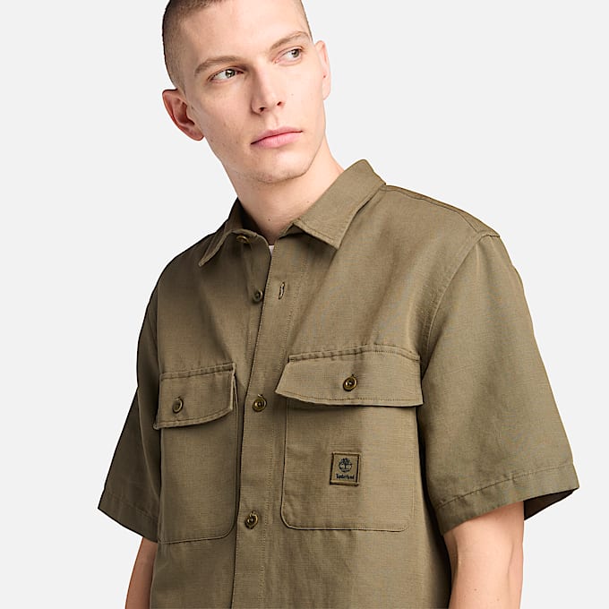 Men's Cotton Linen Utility Overshirt