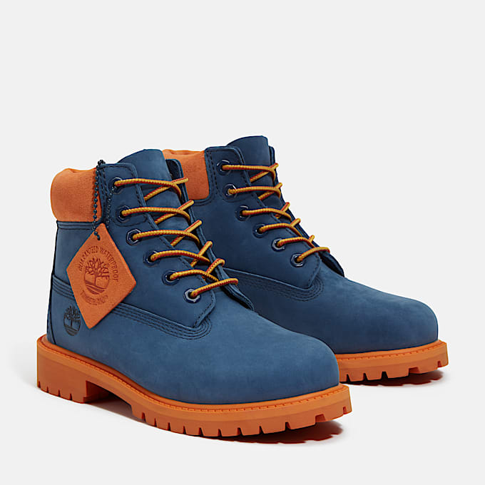 Botte impermable Timberland Premium 6Inch pour enfants TBL Nubuck bleu fonc ALT4