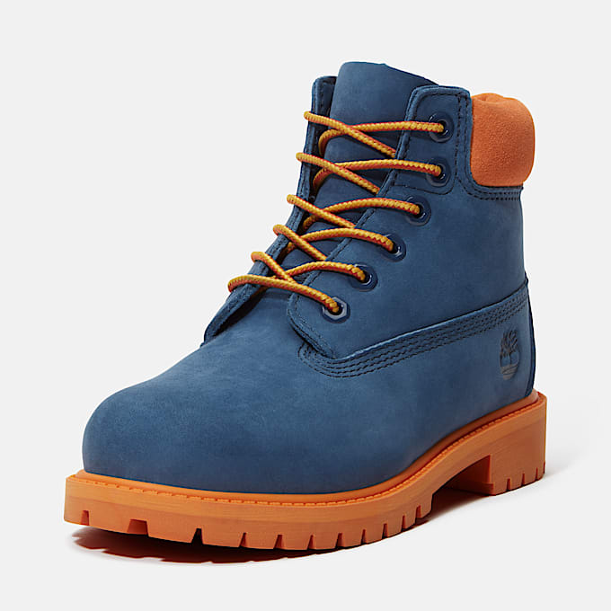 Youth Timberland Premium 6Inch Waterproof Boot TBL Dark Blue Nubuck ALT9
