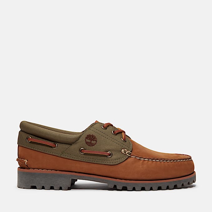 Mens Timberland Authentics 3Eye Boat Shoe TBL Medium Brown Nubuck HERO