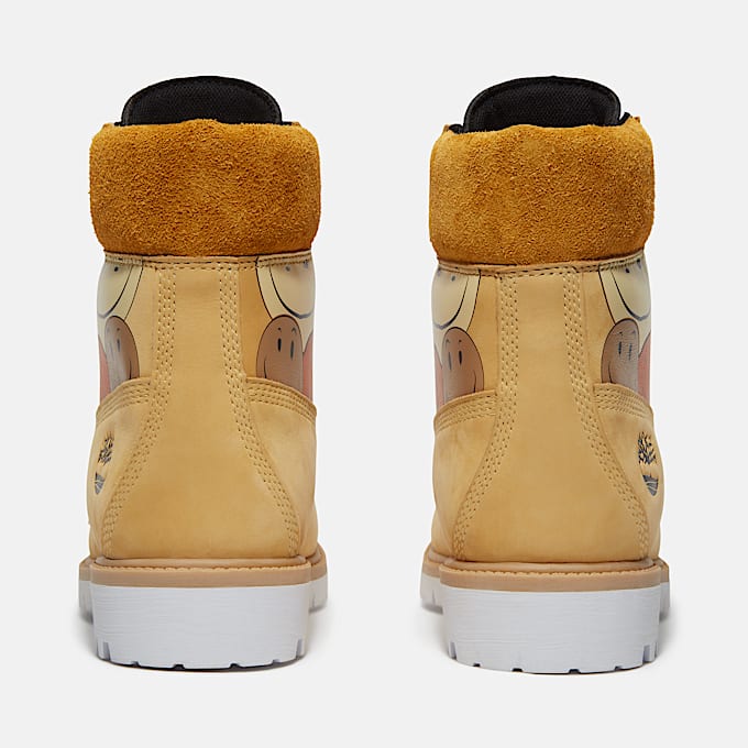 Mens Timberland Shades of Happiness Premium 6Inch Waterproof Boot TBL Wheat Happy Face Print ALT5