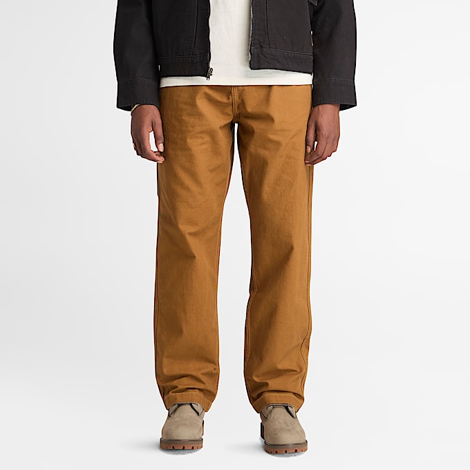 Mens Rindge Washed Canvas Carpenter Pant TBL Dark Wheat Boot HERO