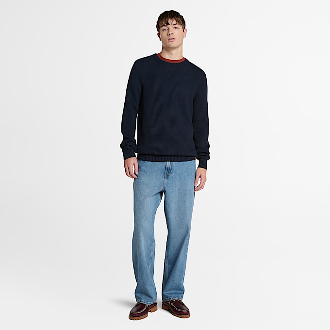 Men's Raglan Sleeve Ribbed Sweater