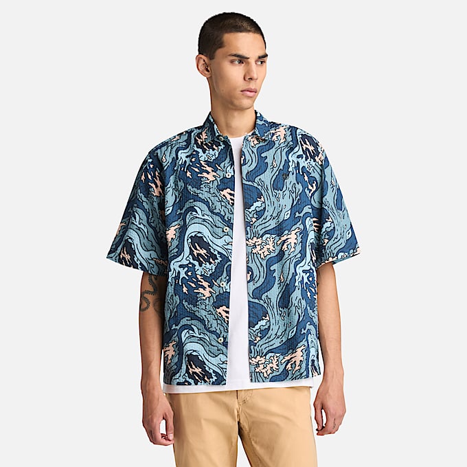 Men's Seersucker Graphic Resort Shirt - 1