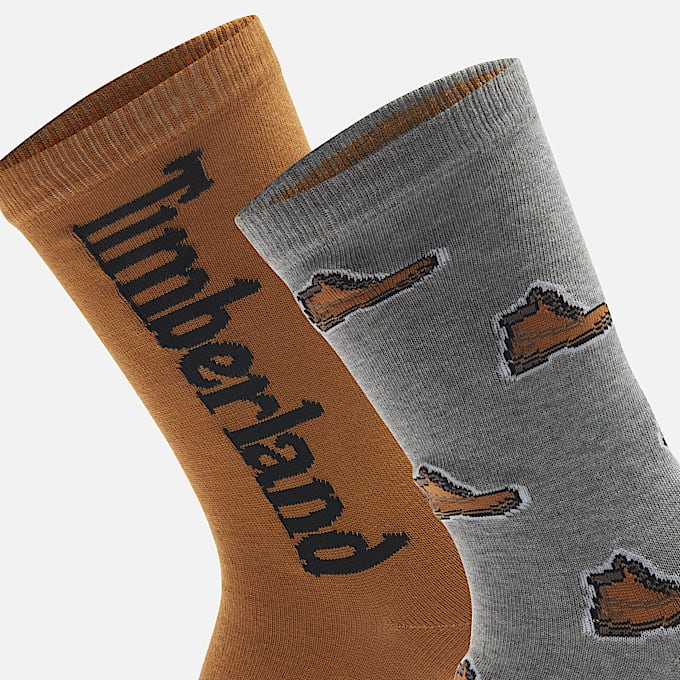 2Pack Timberland All Over Print Crew Sock TBL Grey Heather ALT2