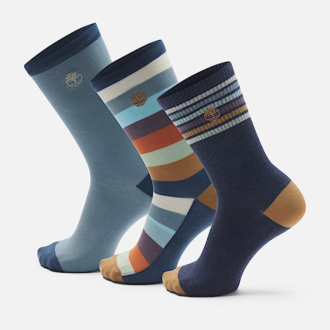 3 Pack Stripe Sock TBL Slate Blue HERO
