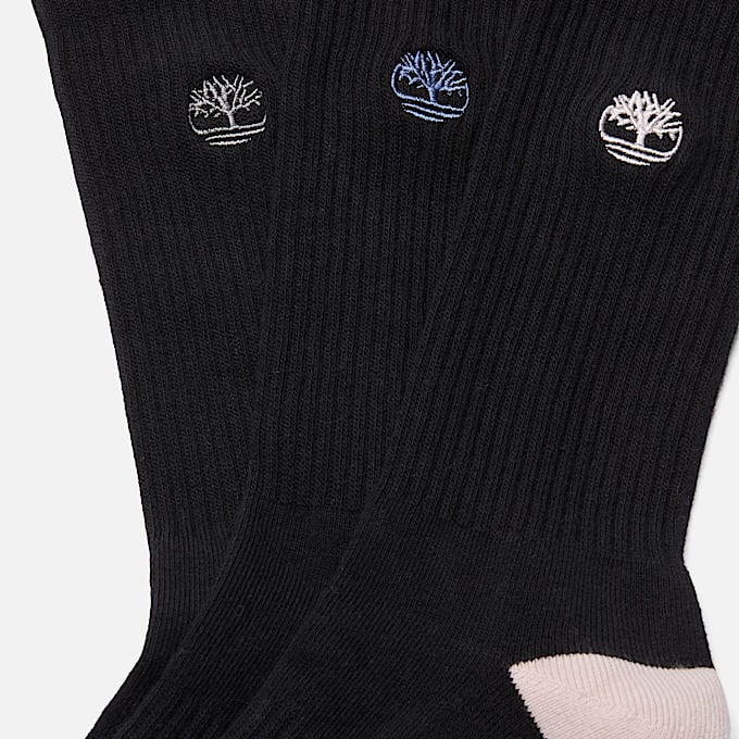 Womens Sagamore Beach 3Pack HalfCushion Crew Sock TBL Jet Black ALT1