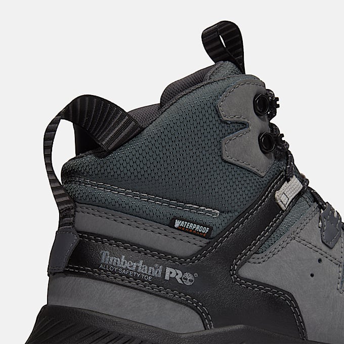 Mens Tempe 6 Alloy Toe Waterproof Work Boot TBL Medium Grey Leather ALT7