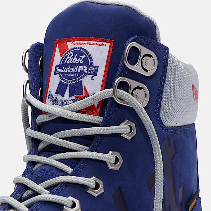 Mens Timberland PRO and Pabst Blue Ribbon Direct Attach 6 Soft Toe Waterproof Work Boot TBL Blue Nubuck ALT7
