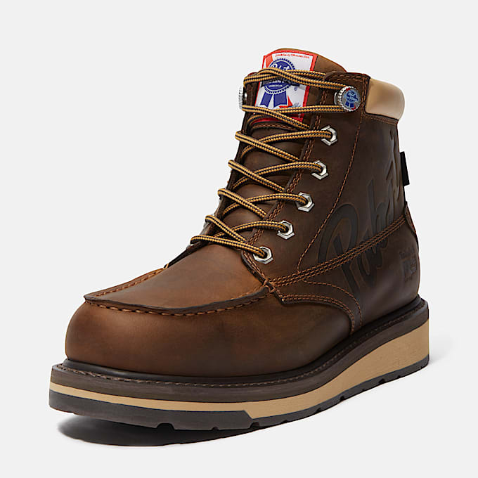 Mens Timberland PRO and Pabst Blue Ribbon Gridworks 6 Soft Toe Waterproof Work Boot TBL Brown FullGrain ALT11