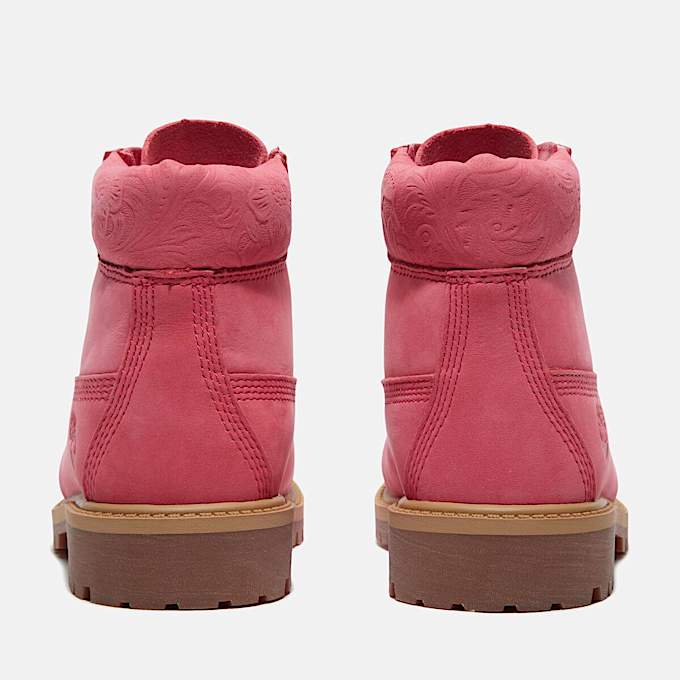 Junior Timberland Premium 6Inch Waterproof Boot TBL Bright Pink Nubuck ALT5