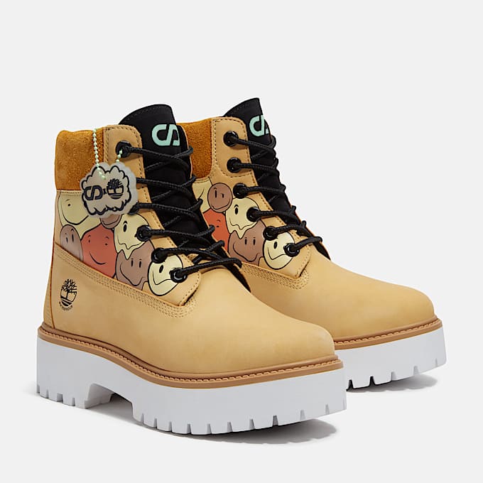 Bota de plataforma Stone Street Waterproof Shades of Happiness 6 para mujer TBL Carita Feliz color Trigo ALT4