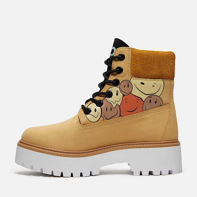 Bota de plataforma Stone Street Waterproof Shades of Happiness 6 para mujer TBL Carita Feliz color Trigo ALT6