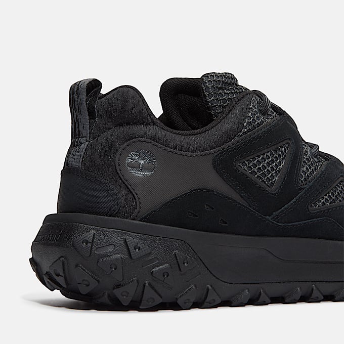 Mens GreenStride Motion 6 Low LaceUp Sneaker TBL Black Mesh ALT7