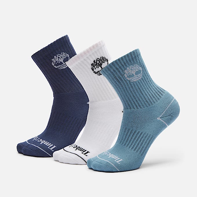 Kids Bowden 3Pack Tree Logo FullCushion Crew Sock TBL Adriatic Blue HERO