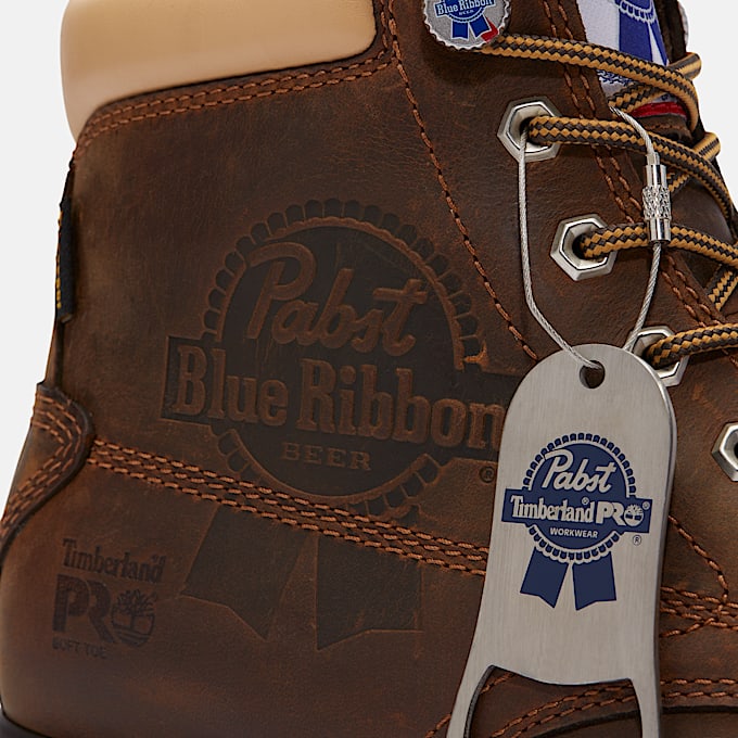Mens Timberland PRO and Pabst Blue Ribbon Gridworks 6 Soft Toe Waterproof Work Boot TBL Brown FullGrain ALT8